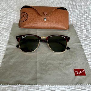 Clubmaster Polarized Polished Tortoise On Gold